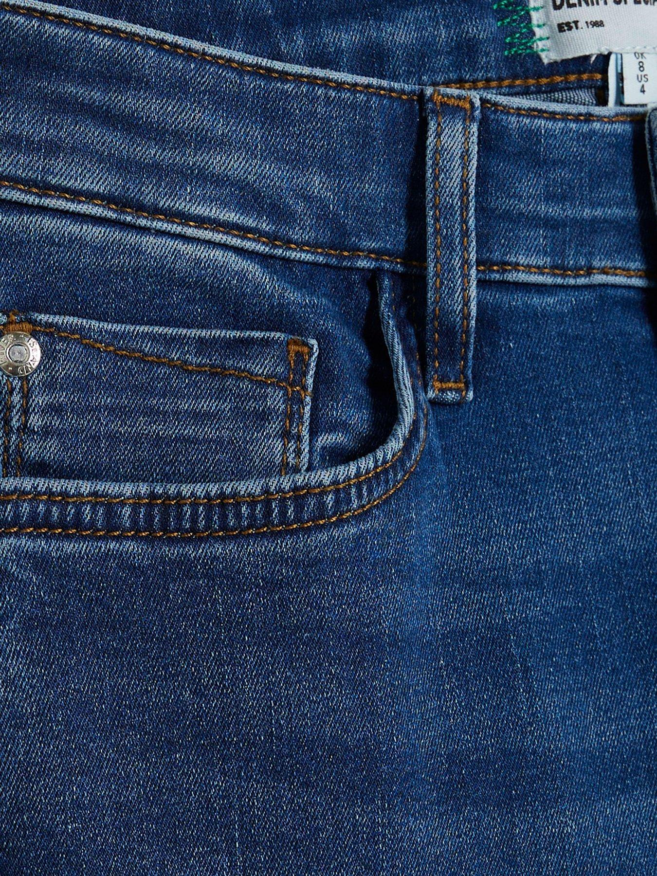 Image 6 of 6 of River Island Petite Mid Rise Bootcut Bea Jeans - Blue