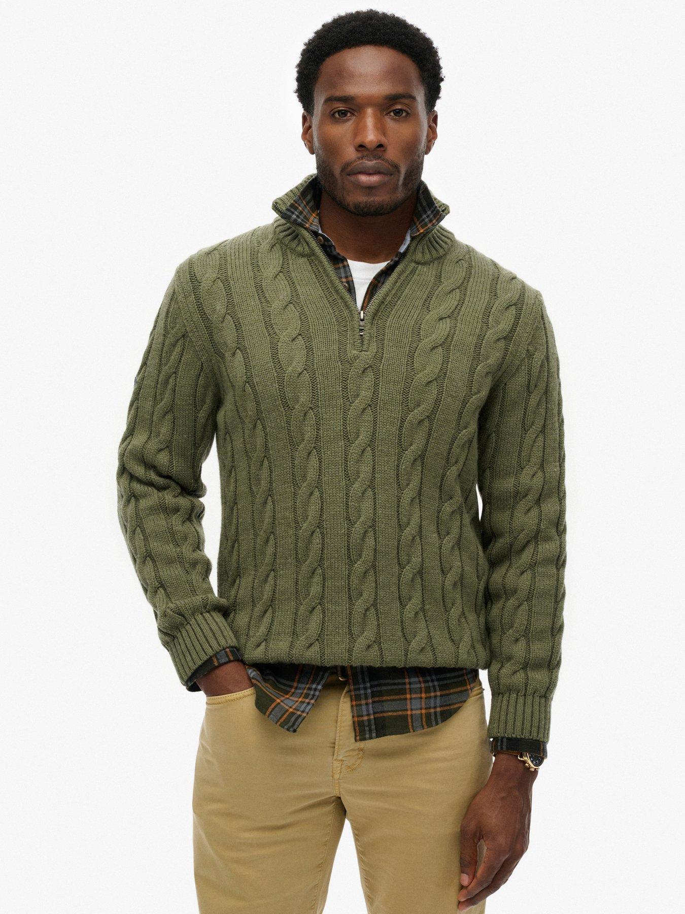 Superdry Jacob Cable Half Zip Knitted Jumper - Green
