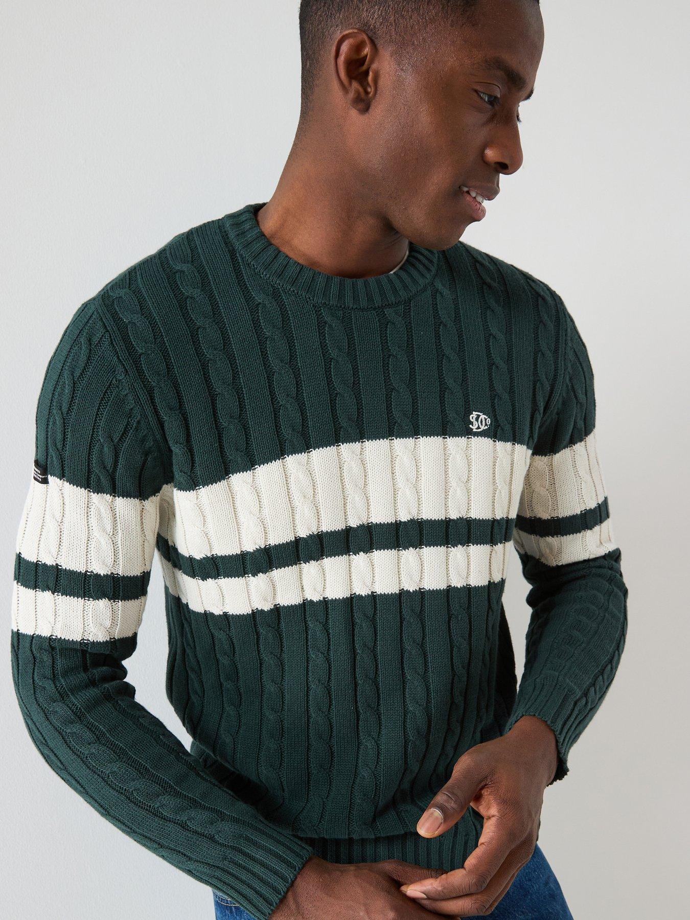 Superdry Cotton Stripe Cable Knitted Jumper