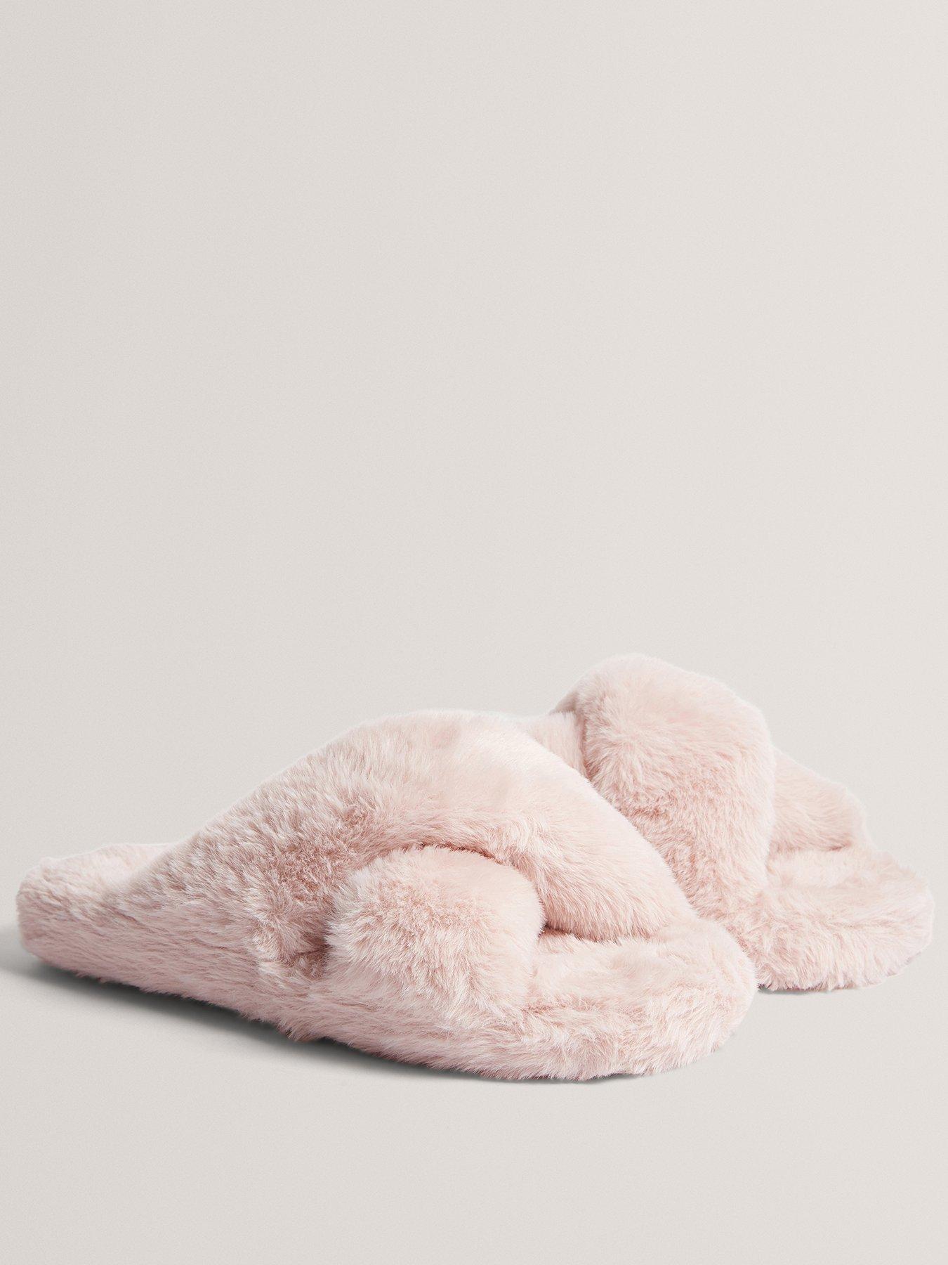 Ted Baker Faux Fur Cross Over Slippers Pink Very