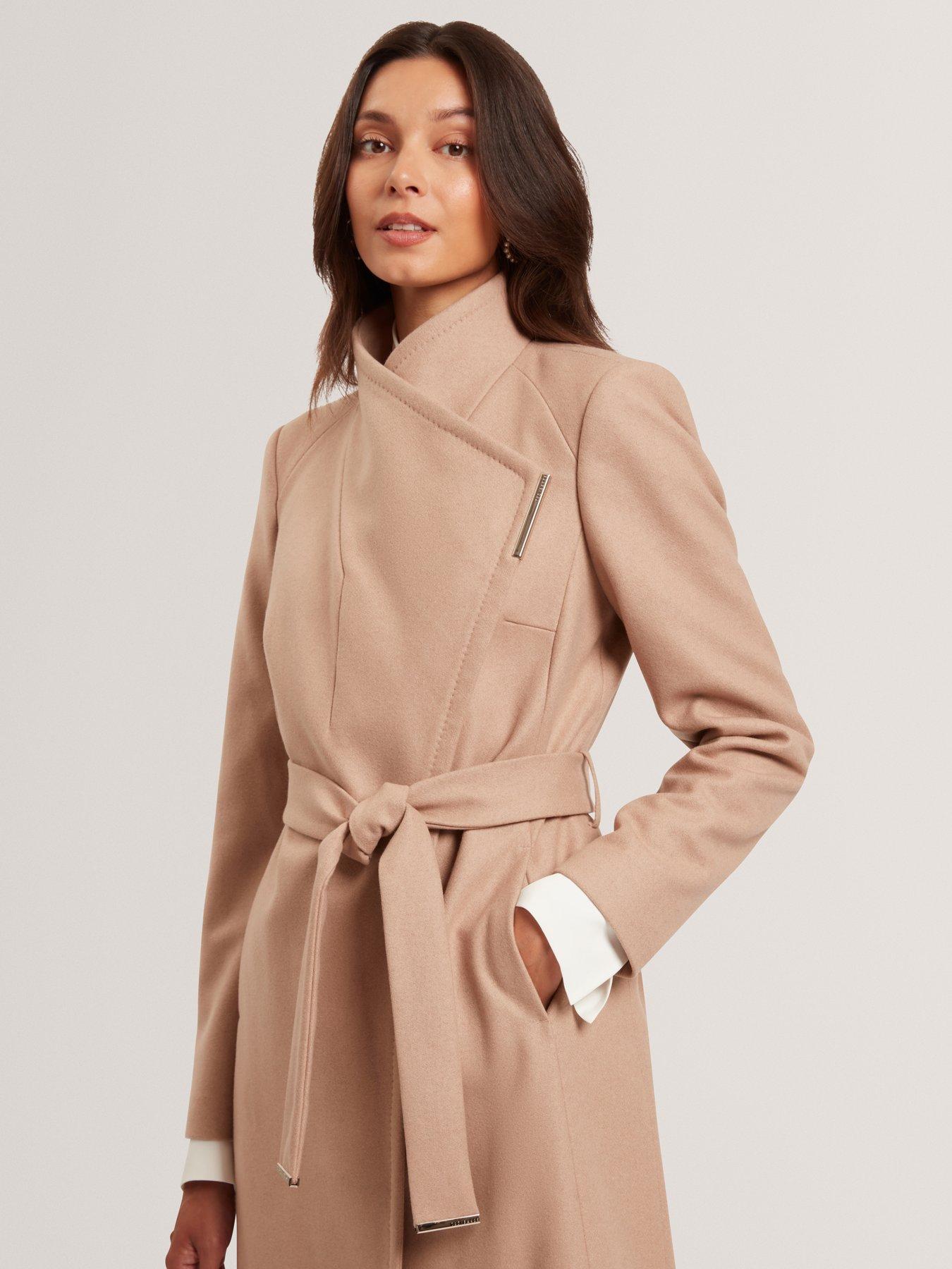 Ted Baker Mid Length Belted Wool Wrap Coat Brown Very
