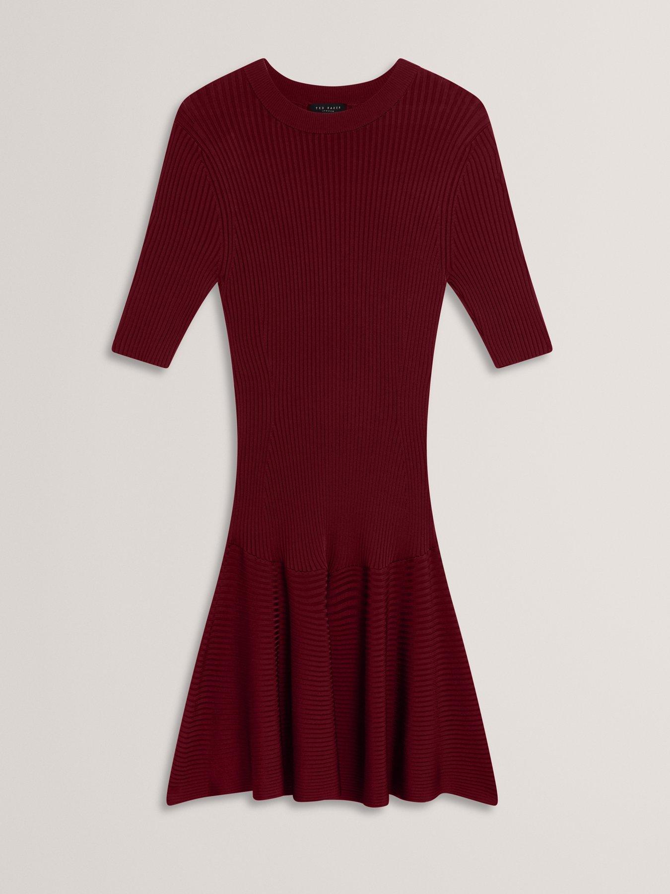 Ted Baker Short Sleeve Knitted Mini Dress - Red | Very