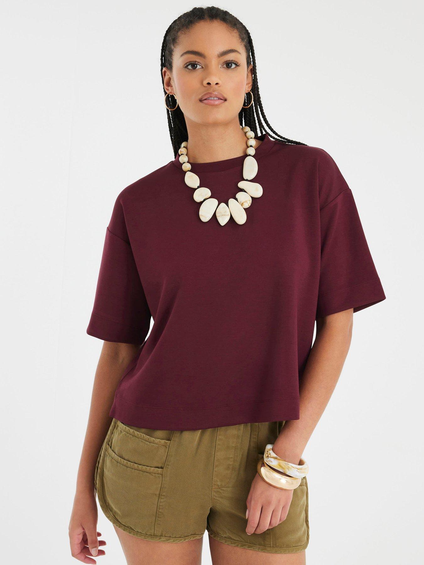 River Island Short Sleeve Premium Boxy Clean Tee - Red