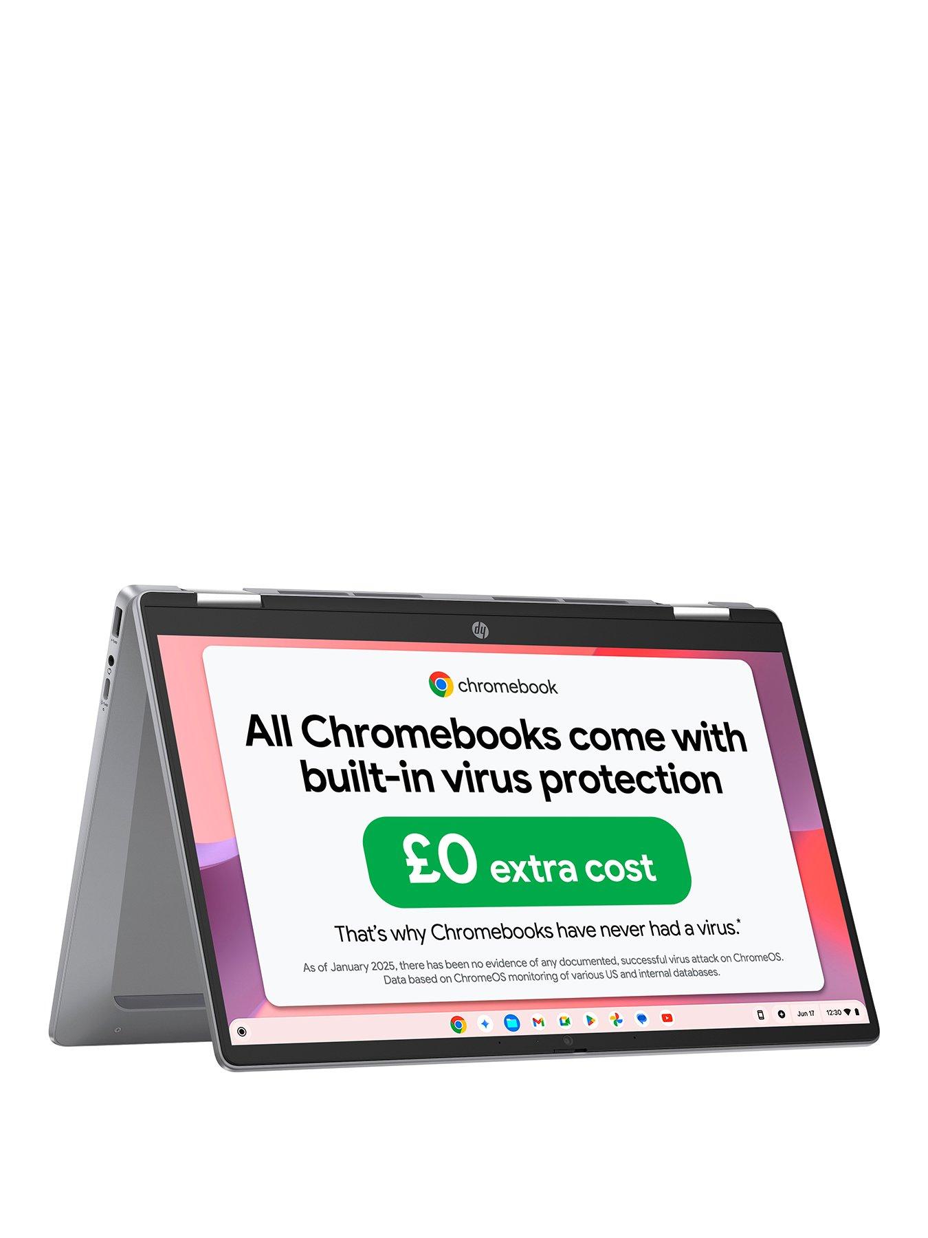 Image 1 of 7 of HP Chromebook x360 14b-cd0001na - 14 in - Intel&reg; N200 - 8GB RAM - 128GB - Silver