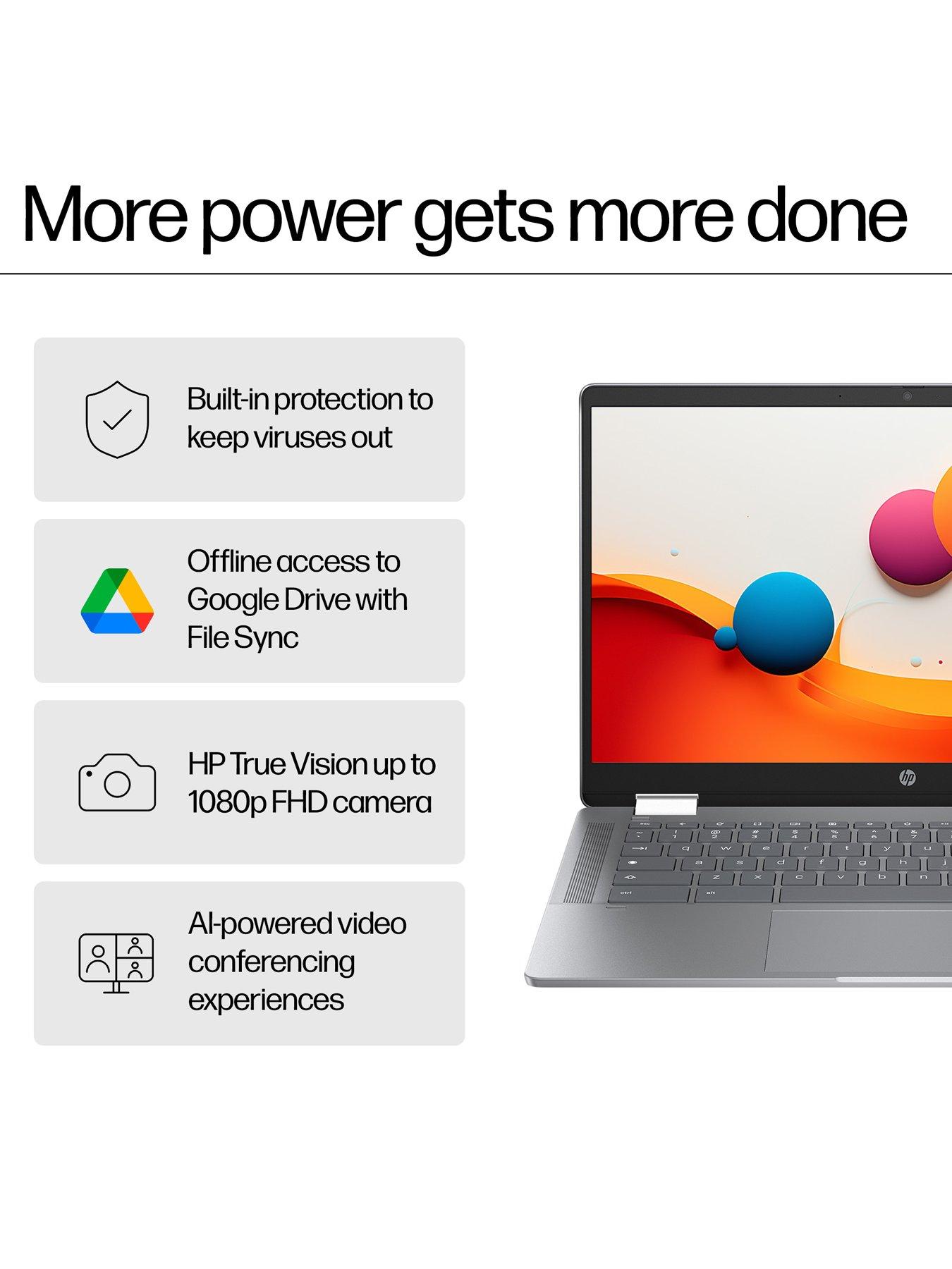 Image 2 of 7 of HP Chromebook x360 14b-cd0001na - 14 in - Intel&reg; N200 - 8GB RAM - 128GB - Silver
