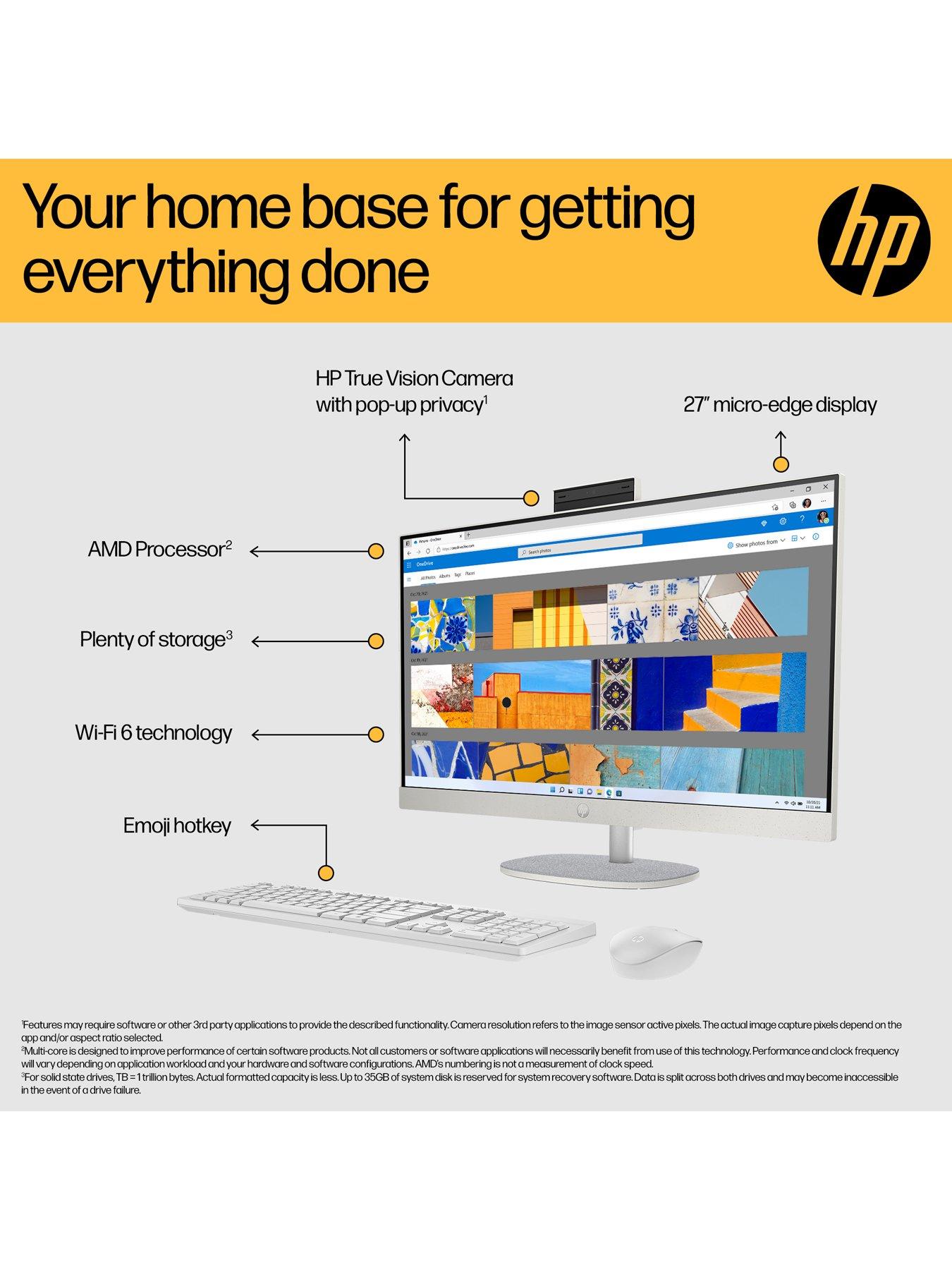 HP 27 inch All-in-One - AMD Ryzen 7 - 16GB RAM - 512GB - 27 in | Very