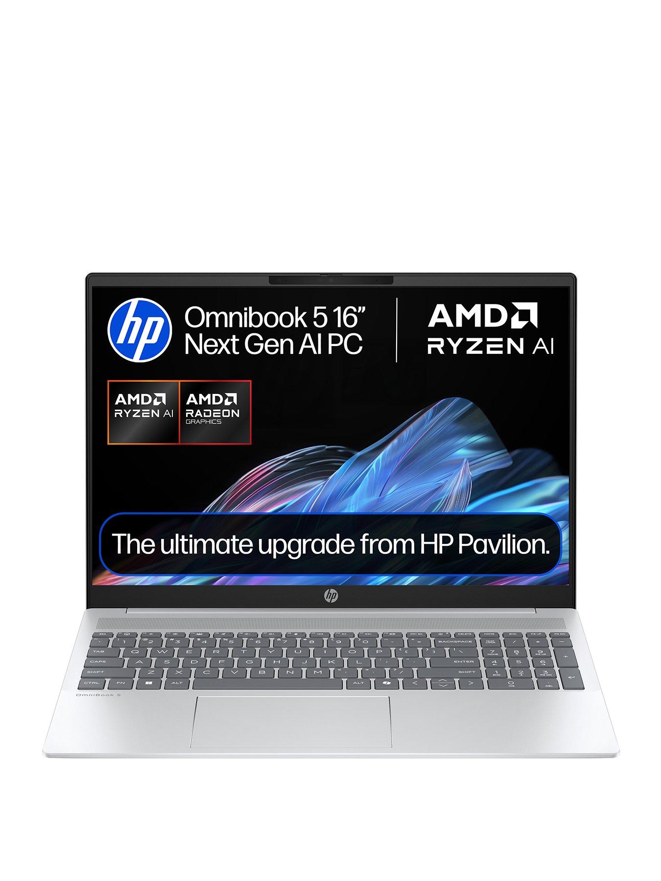 Image 1 of 8 of HP OmniBook 5 16-ag1001na Copilot+ PC Laptop&nbsp;- 16in 2K IPs,&nbsp;AMD Ryzen AI 5, AMD Radeon 840M, 16GB RAM, 512GB SSD&nbsp;- Silver
