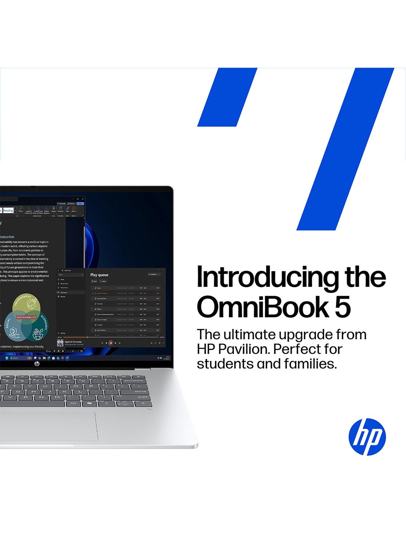 Image 3 of 8 of HP OmniBook 5 16-ag1001na Copilot+ PC Laptop&nbsp;- 16in 2K IPs,&nbsp;AMD Ryzen AI 5, AMD Radeon 840M, 16GB RAM, 512GB SSD&nbsp;- Silver