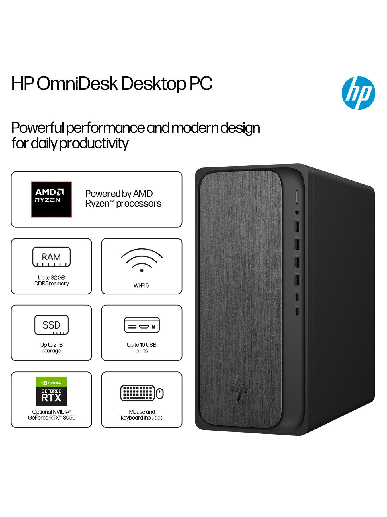 Image 3 of 7 of HP OmniDesk Desktop PC&nbsp;- AMD Ryzen 7, 8GB RAM, 1TB SSD