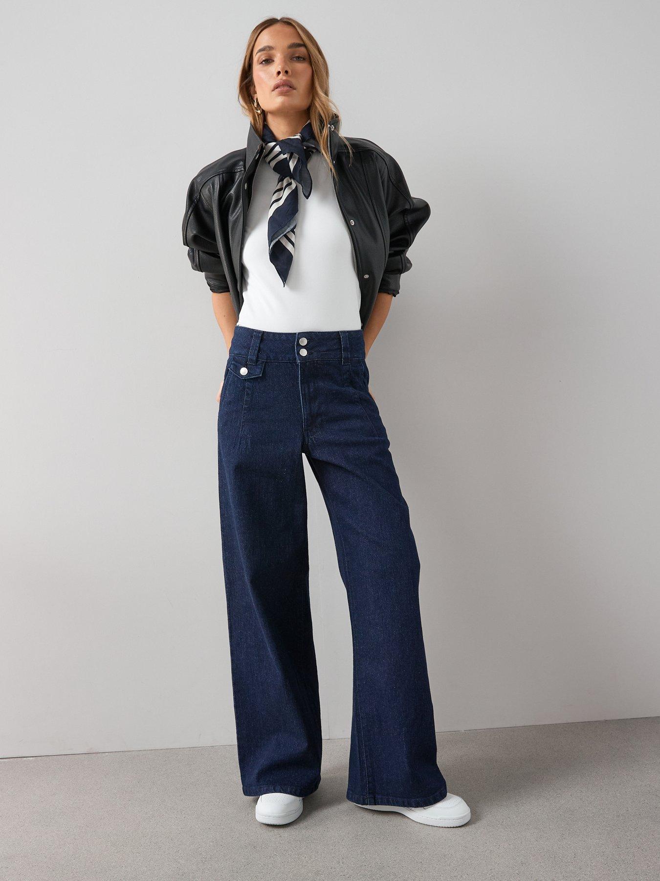 The Very Collection Double Button Ticket Pocket Jeans - Dark Wash