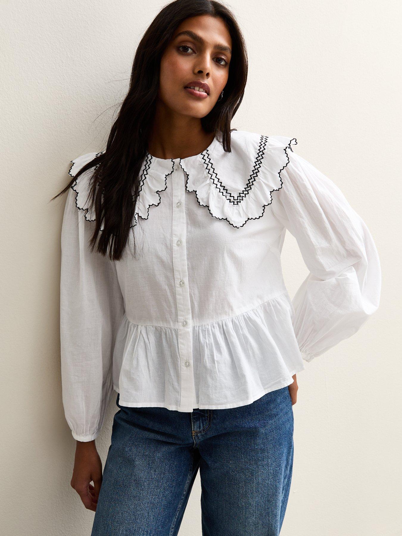 New Look White Contrast Stitching Shirt