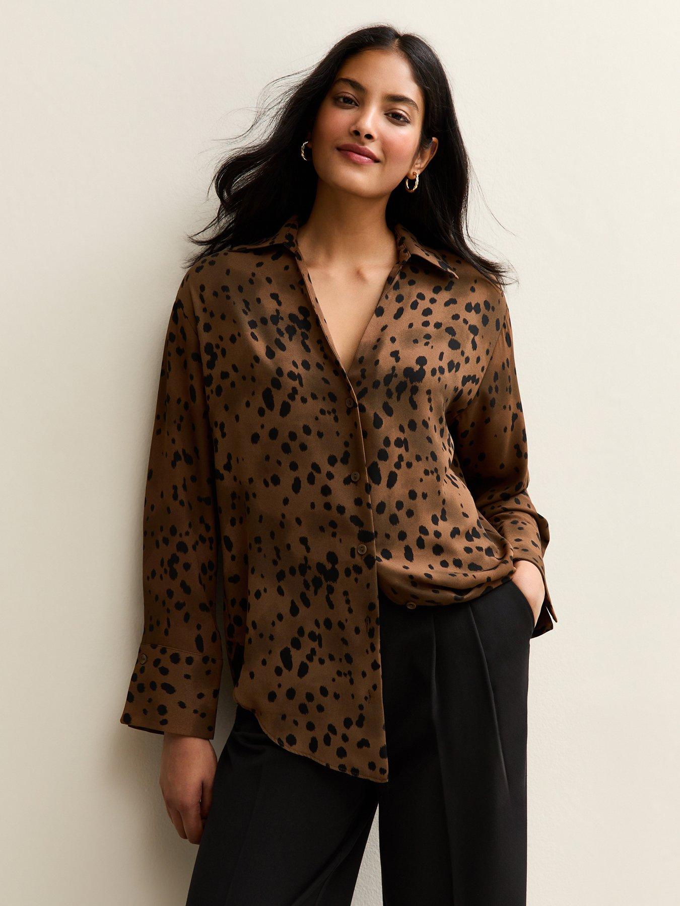New Look Spot Print Shirt - Brown