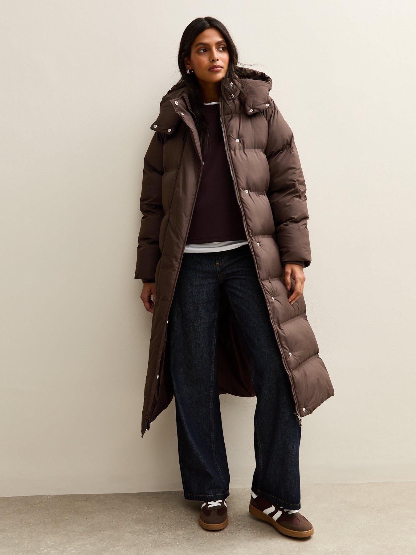 New Look: Brown Longline Padded Puffer Coat