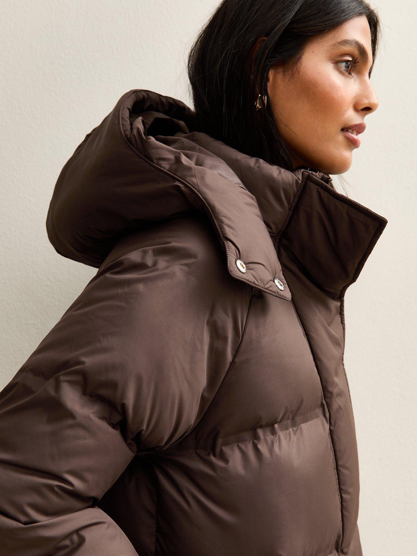 Hooded Coat New Look Brown Puffer Jacket Puffer Coat New Look