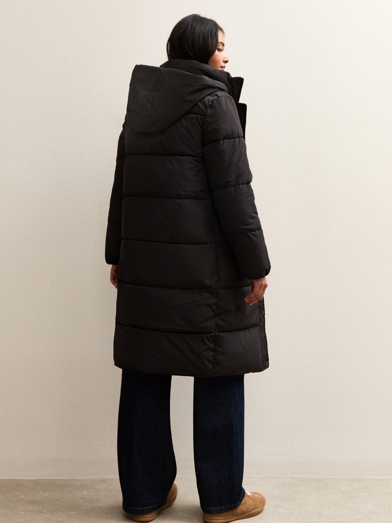 Image 2 of 6 of New Look Tiered Longline Padded Jacket - Black