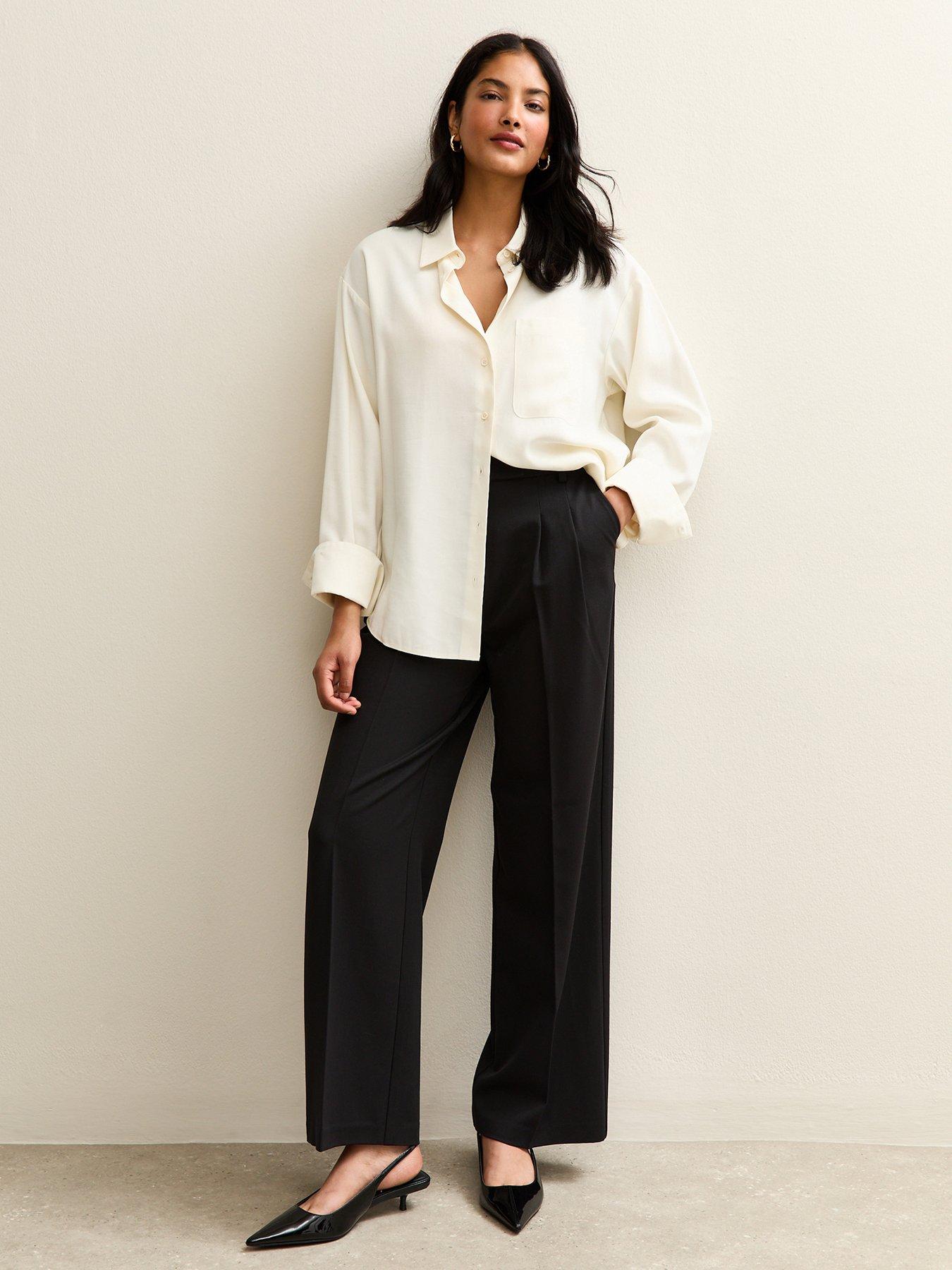 New Look Pleated Front Wide Leg Trousers - Black