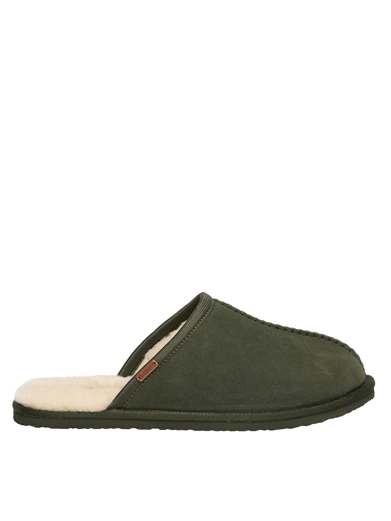 Image 1 of 7 of Superdry Faux Suede Mule Slipper - Green