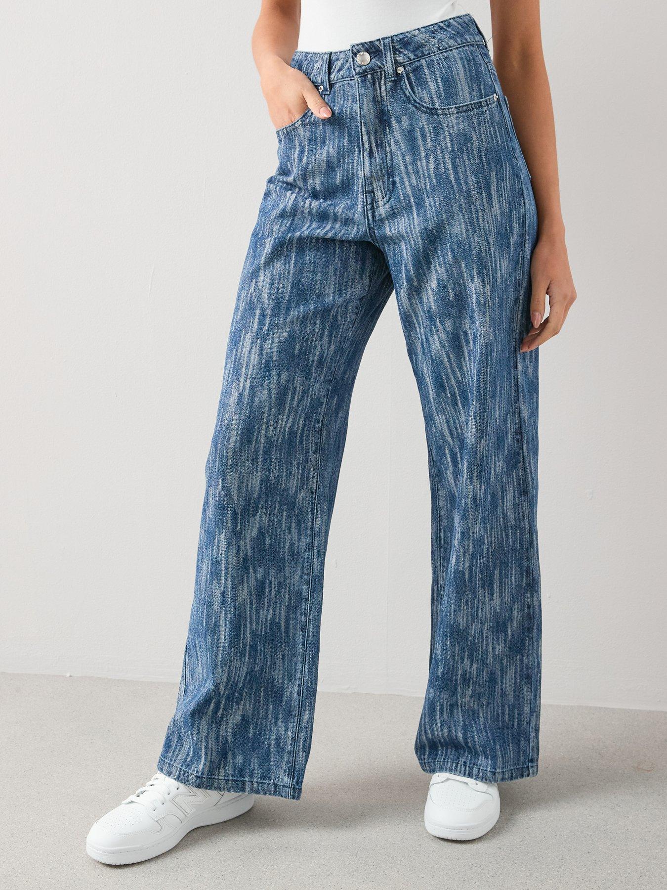 The Very Collection Jacquard Denim Co-Ord Wide Leg Jeans - Mid Wash