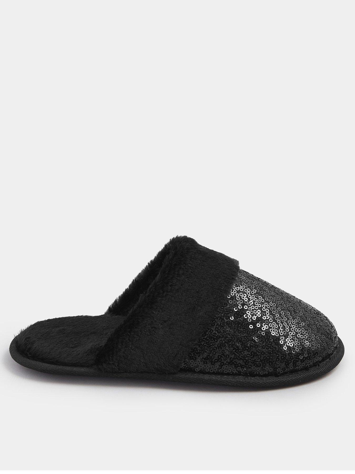 undefined Curve Sequin Slipper - Black