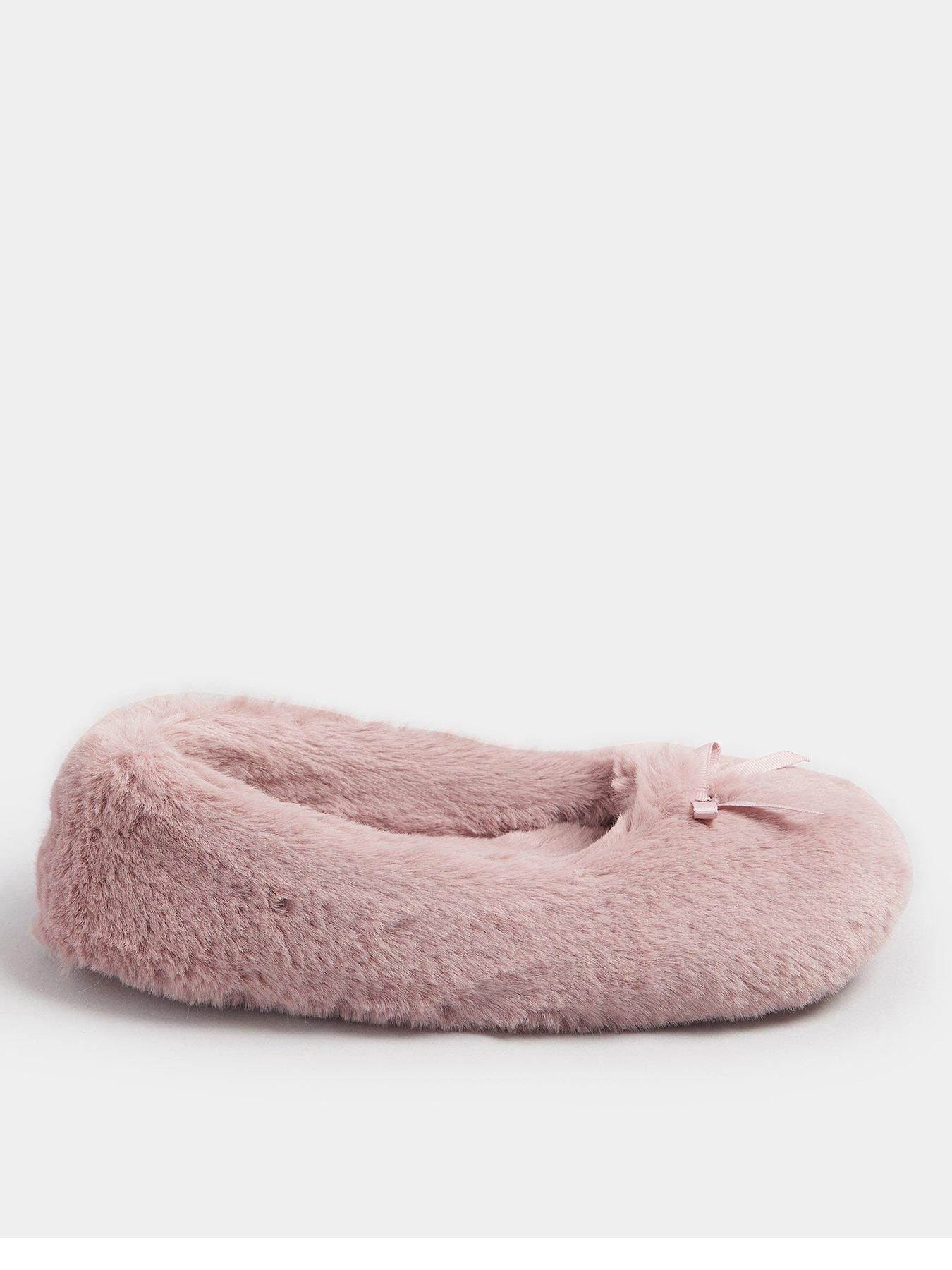 Yours Curve Bow Plush Ballet Slipper - Pink