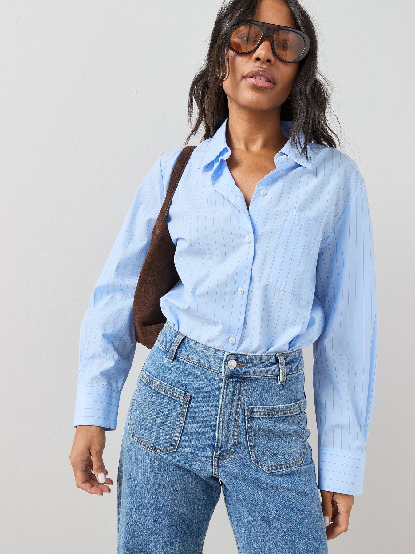 Image 5 of 7 of The Very Collection Patch Pocket Wide Leg Jeans - Mid Wash