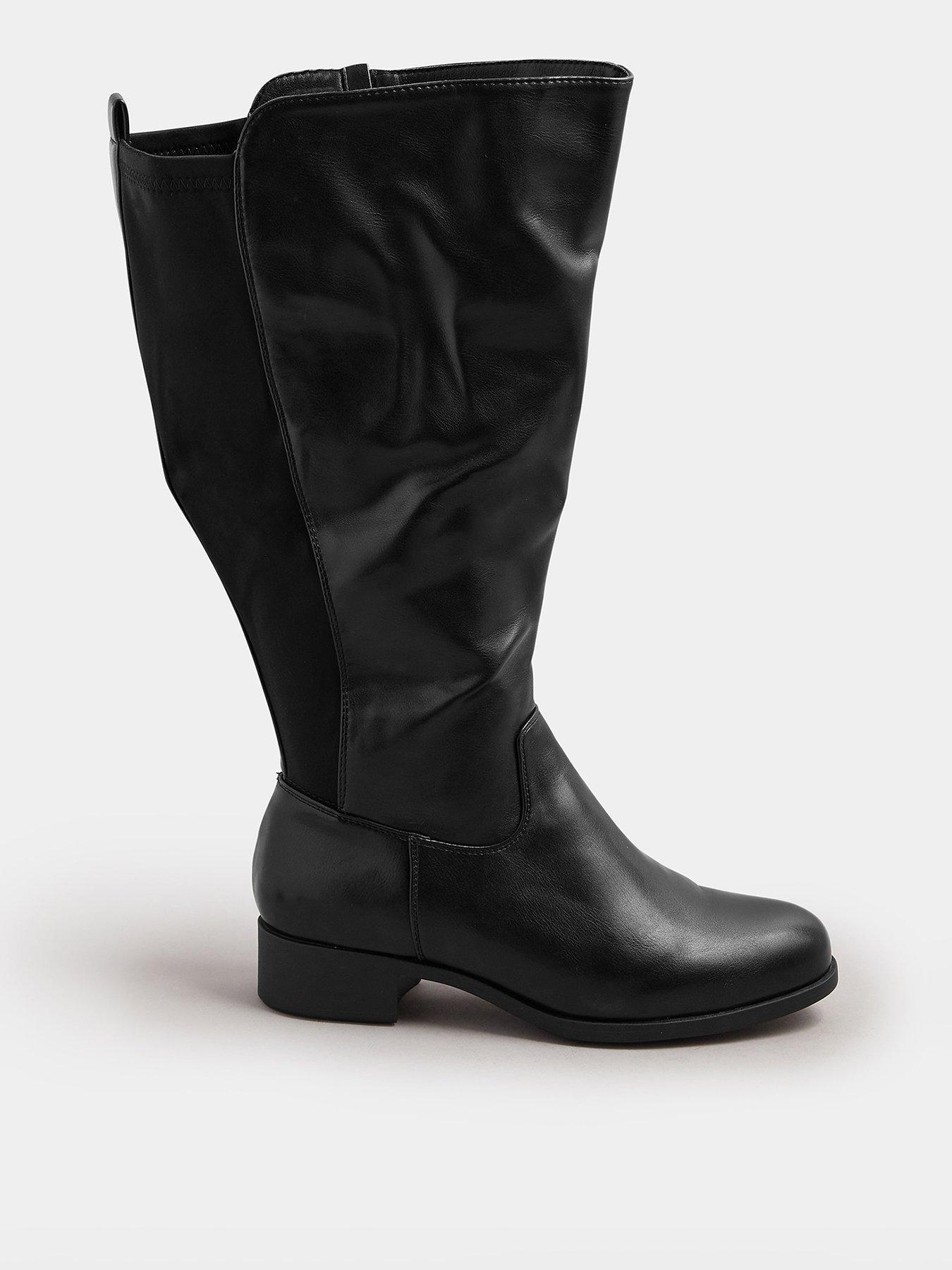 undefined Extra Wide Fit Stretch Knee High Pu Boot - Black