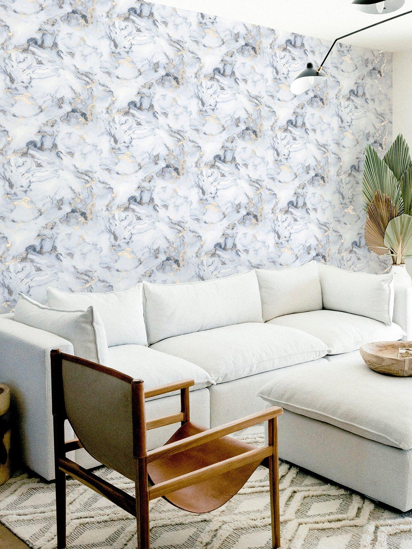 Image 1 of 4 of ARTHOUSE Bahia Marble Mono Gold Wallpaper