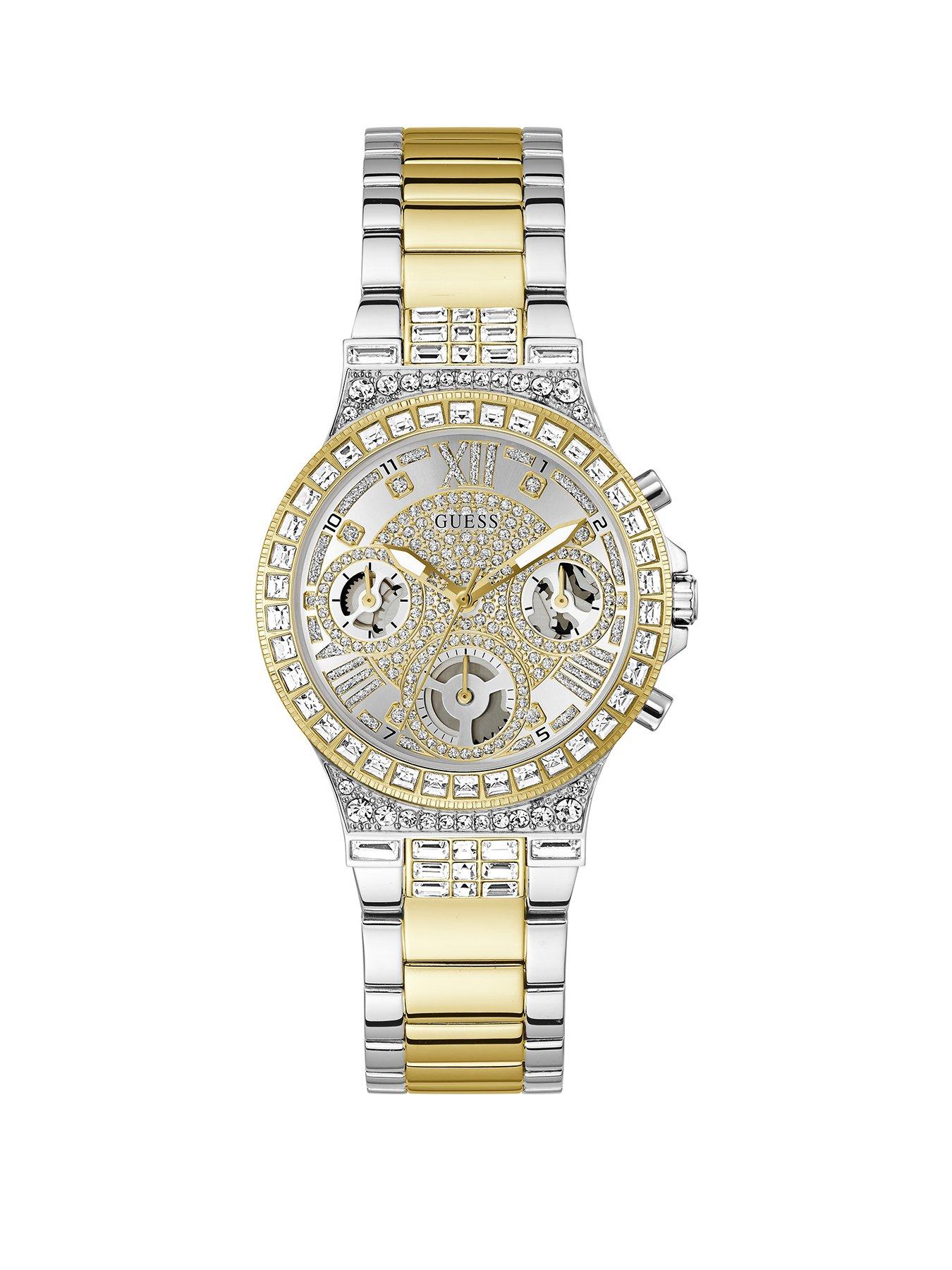 Guess two tone Ladies watch with silver glitz dial and two tone bracelet