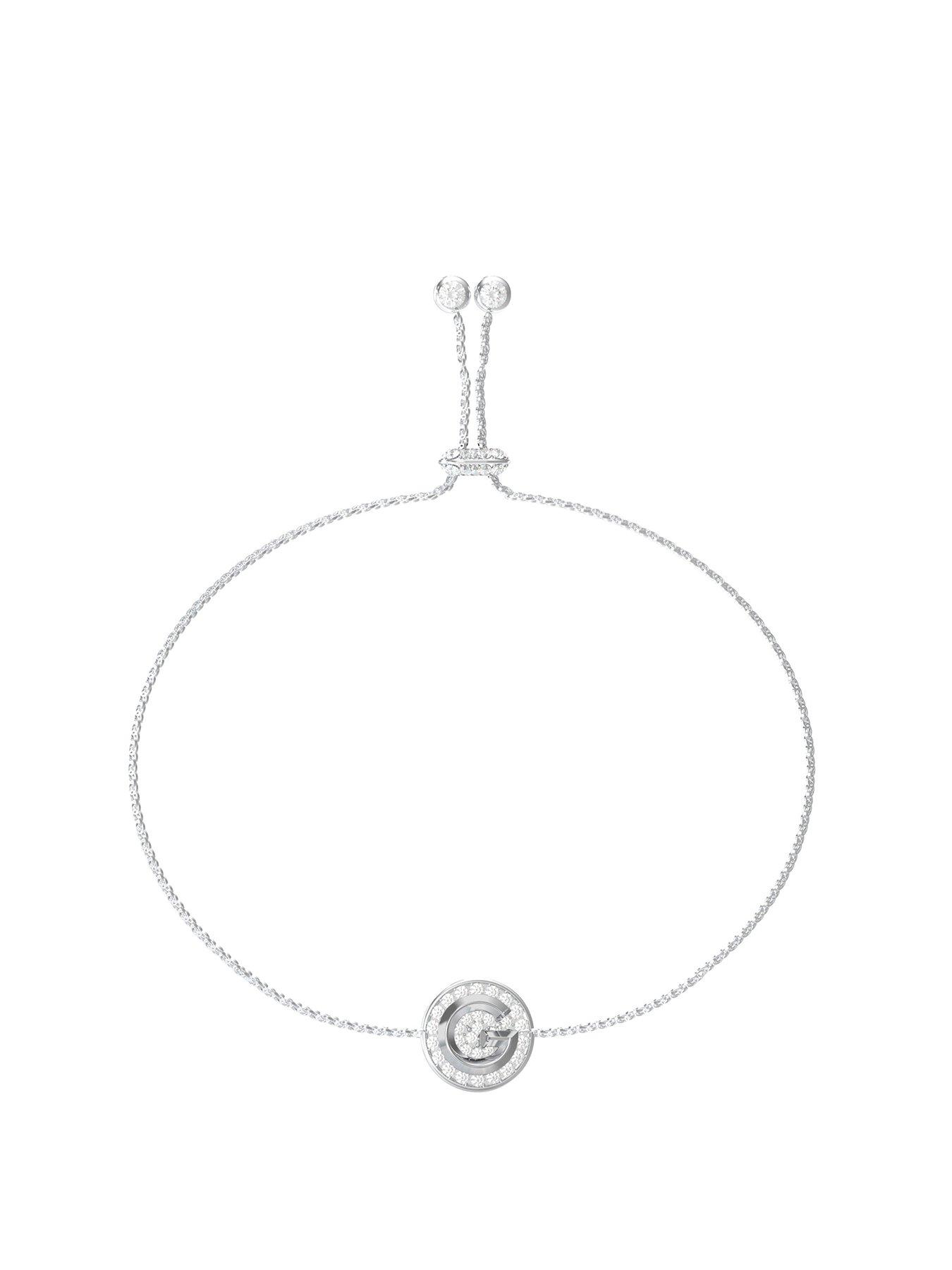 Guess 10Mm G Coin Pave Bracelet Steel Crystal White Round - Multi