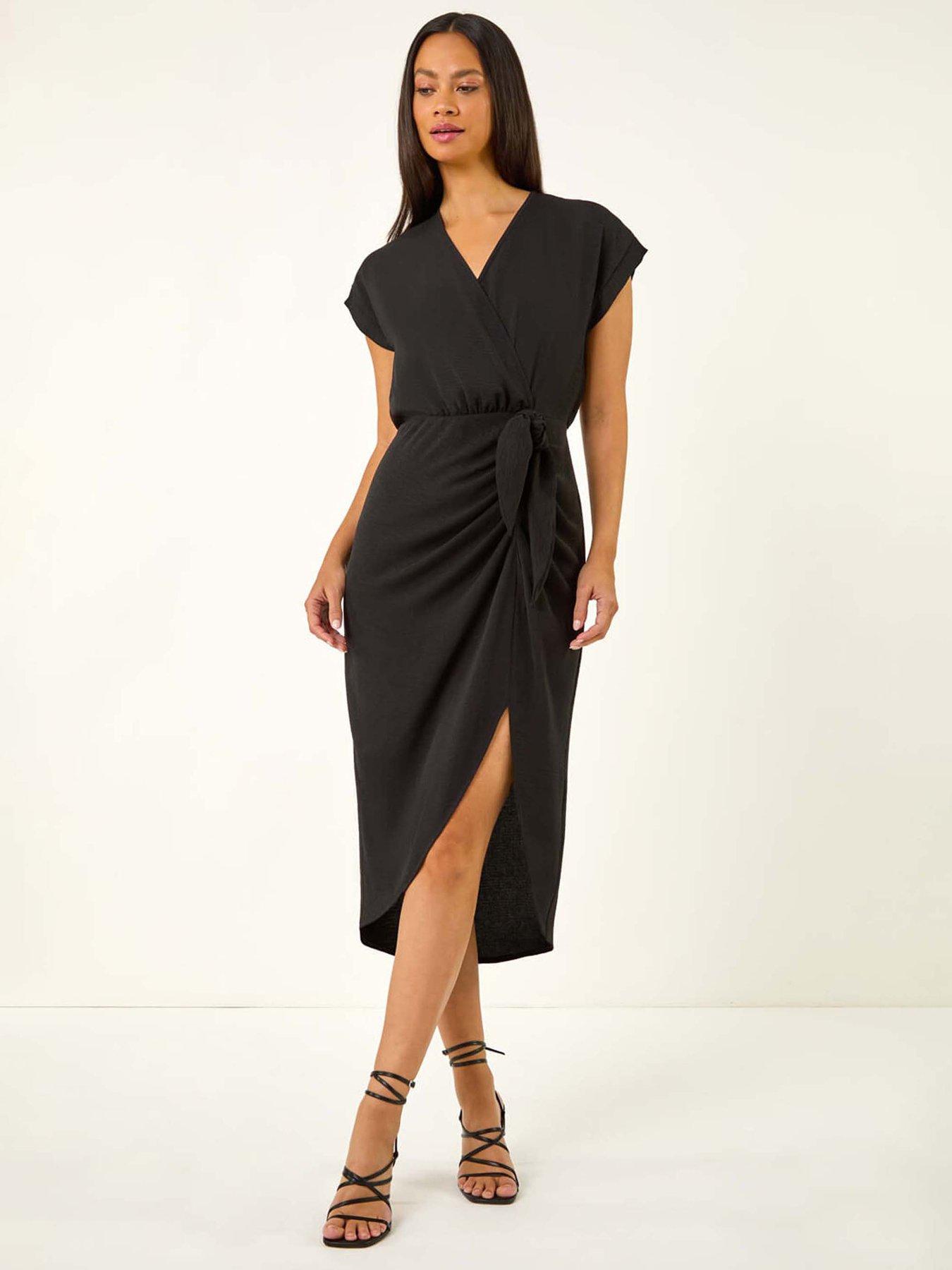 undefined Dusk Wrap Tie Detail Dress - Black