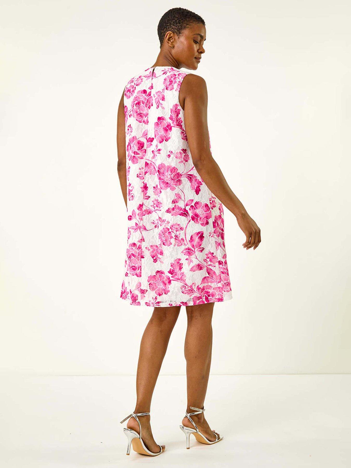 floral lace swing dress Lady Short Sleeve Floral Lace Dress Midi Swing Flare Evening Party Cocktail  Cute