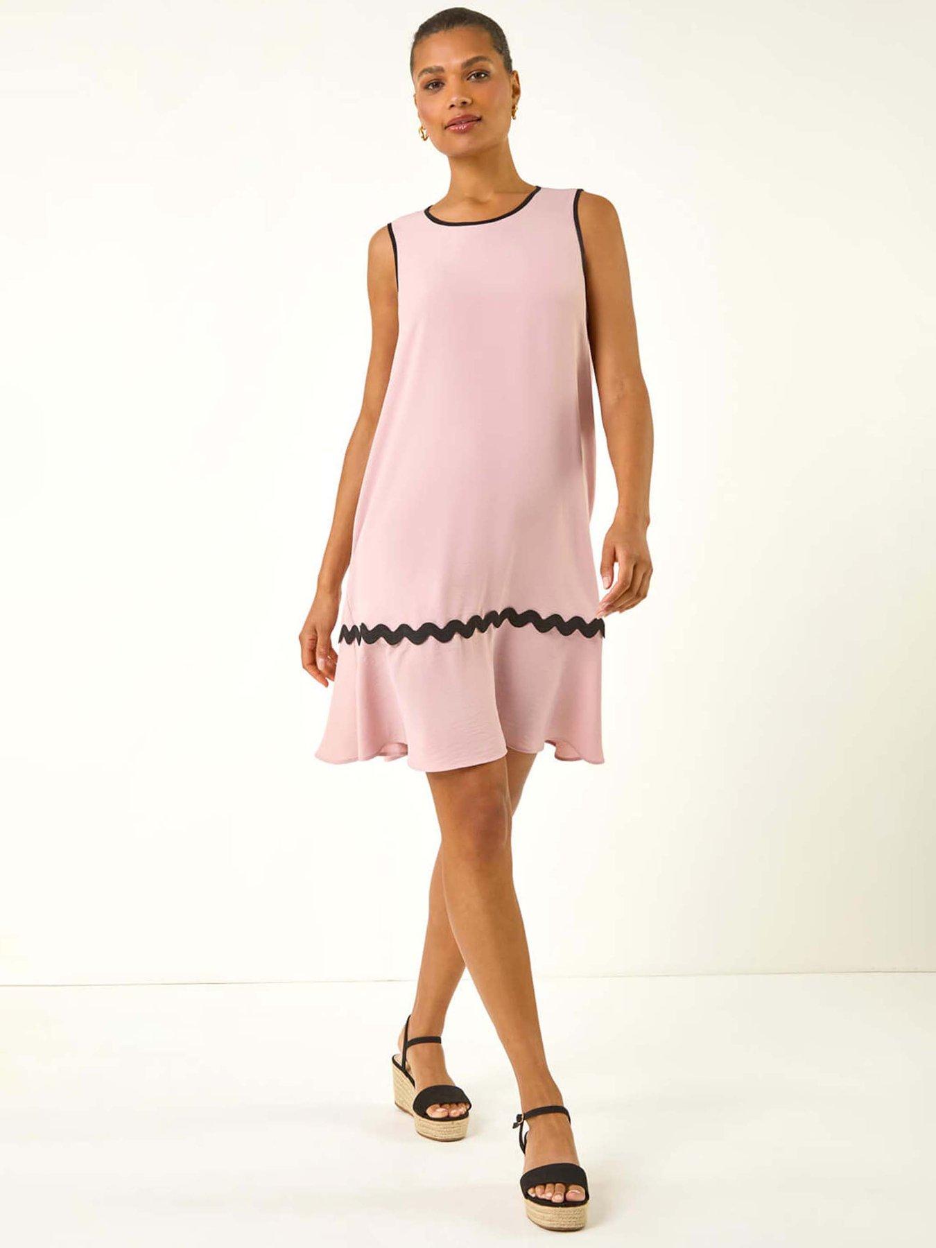 undefined Ric Rac Trim Swing Dress - Light Pink