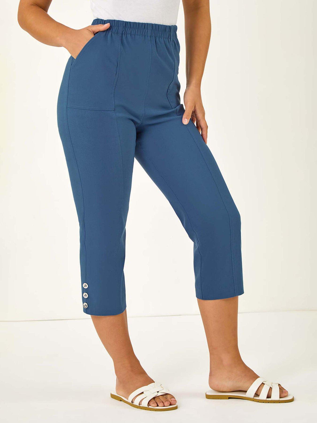 Roman Petite Bengaline Cropped Stretch Trouser - Denim