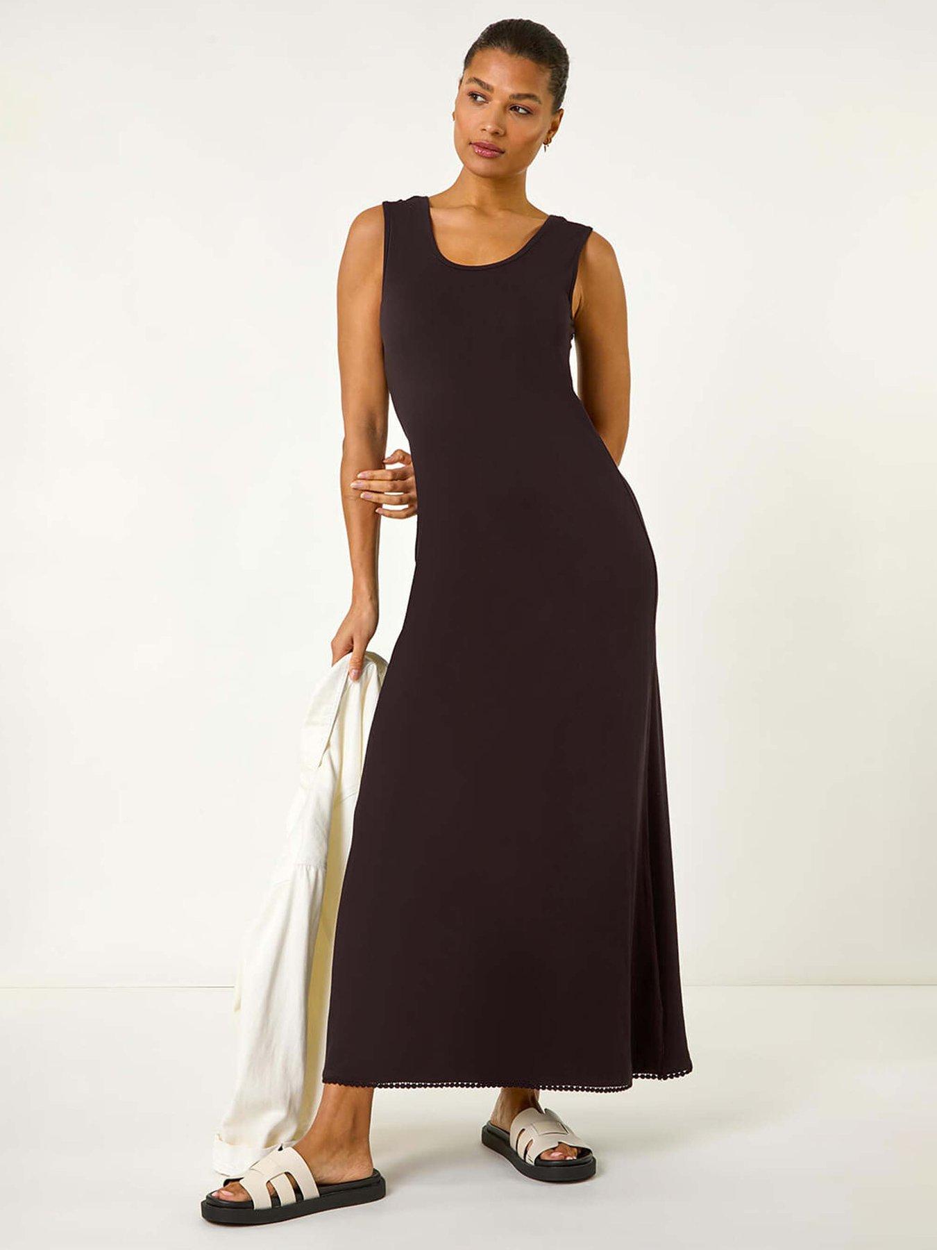 undefined Lace Detail Swing Maxi Dress - Black