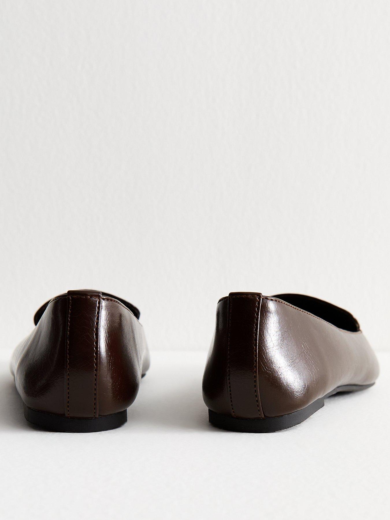 Image 2 of 5 of New Look Brown Faux Leather Loafers - Brown