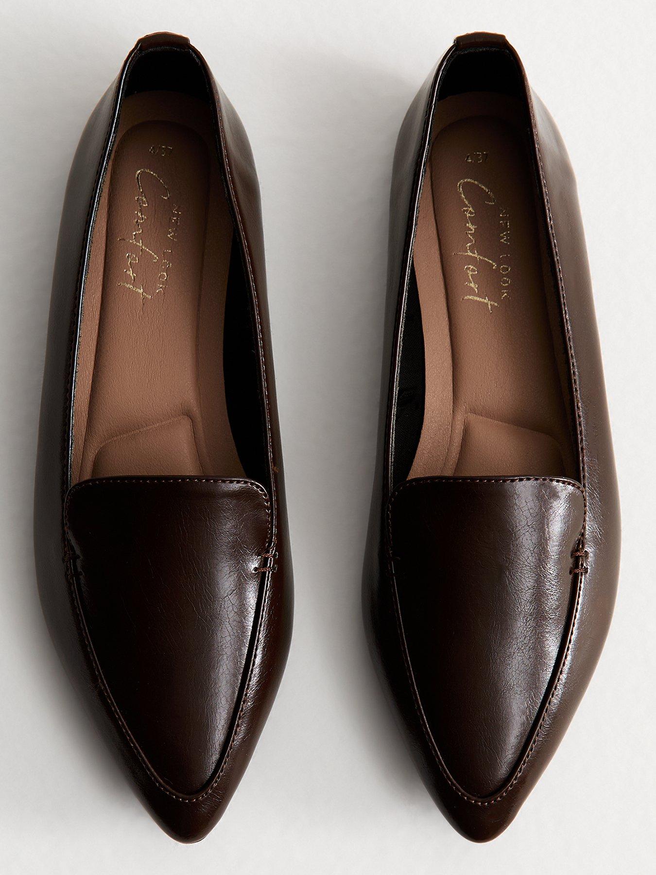 Image 3 of 5 of New Look Brown Faux Leather Loafers - Brown