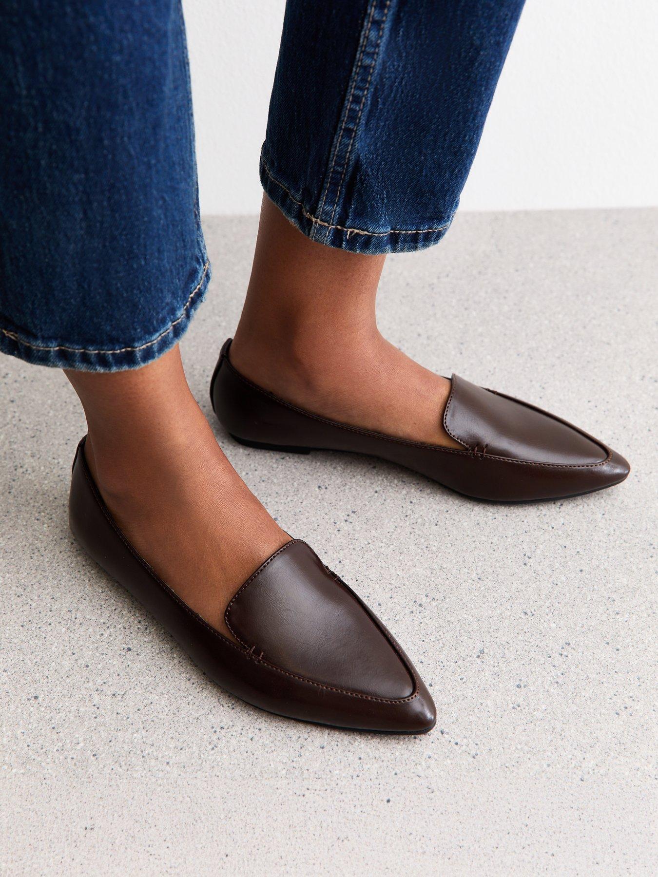 Image 4 of 5 of New Look Brown Faux Leather Loafers - Brown