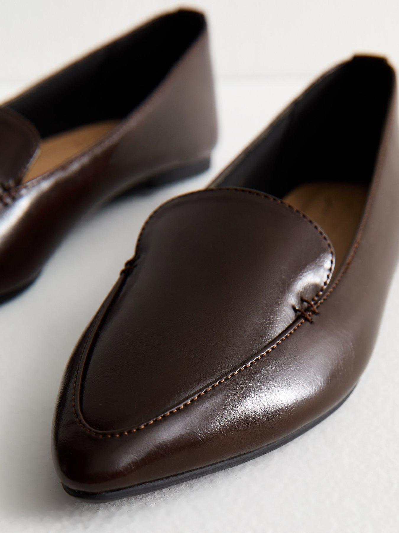 Image 5 of 5 of New Look Brown Faux Leather Loafers - Brown