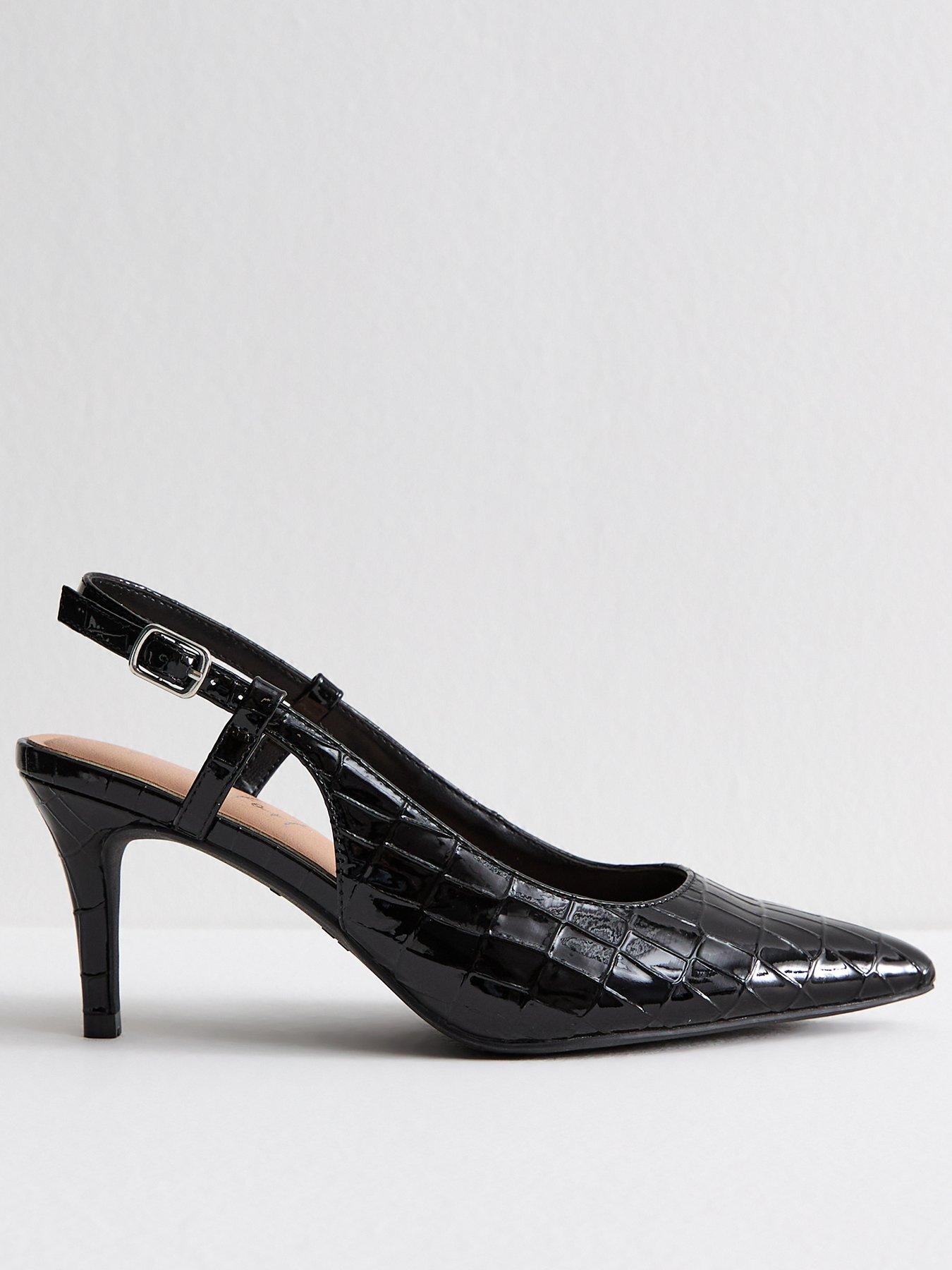 New Look Wide Fit Faux Leather Slingback Court Shoes - Black