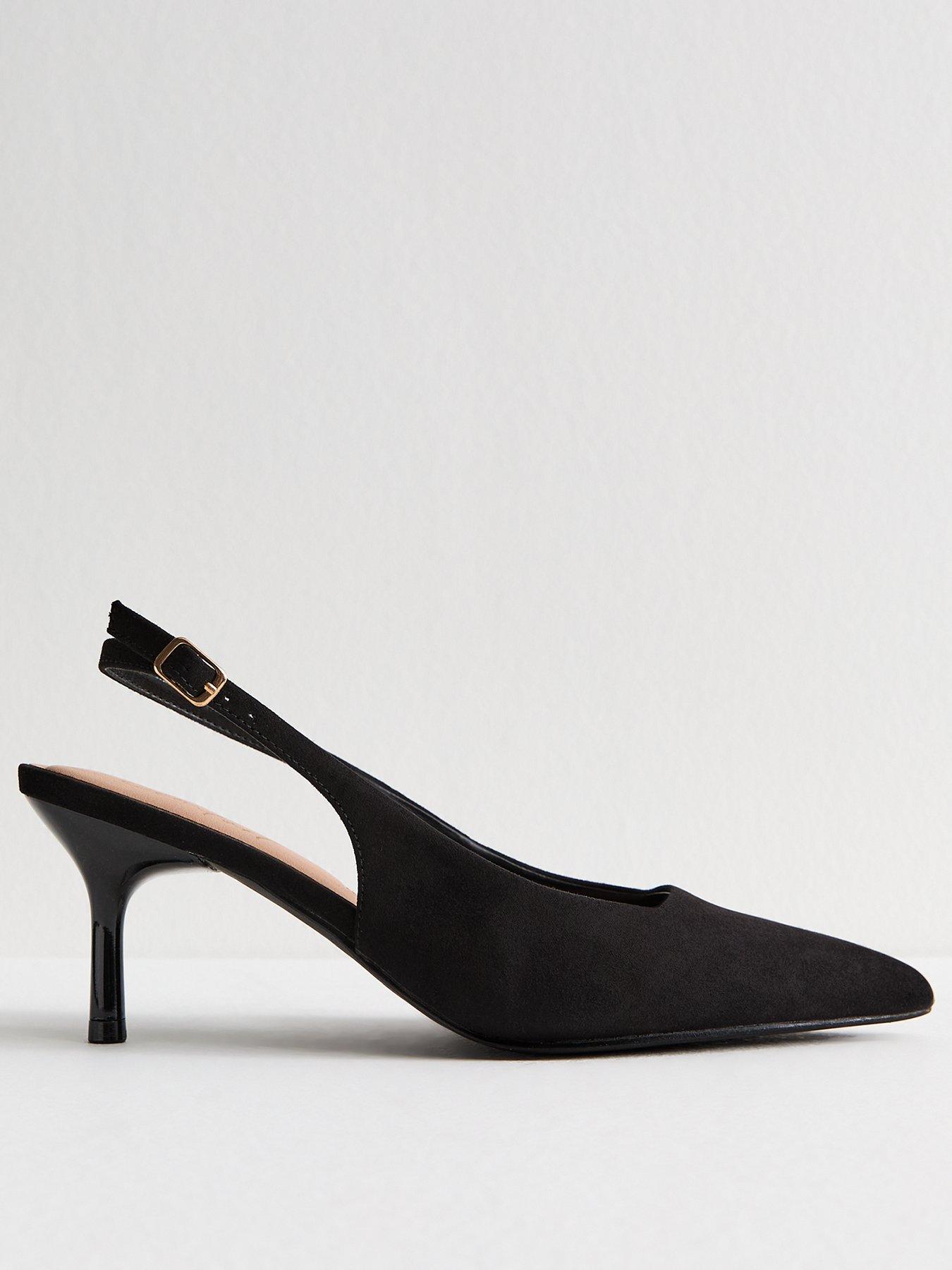 New Look Black Faux Suede Slingback Court Shoes