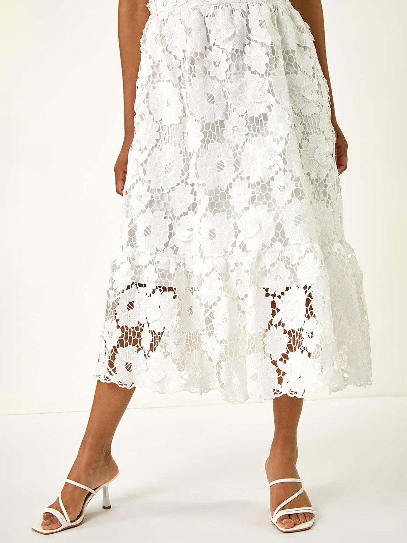dress flare pants women Francine Lace Midi Dress - Red Floral