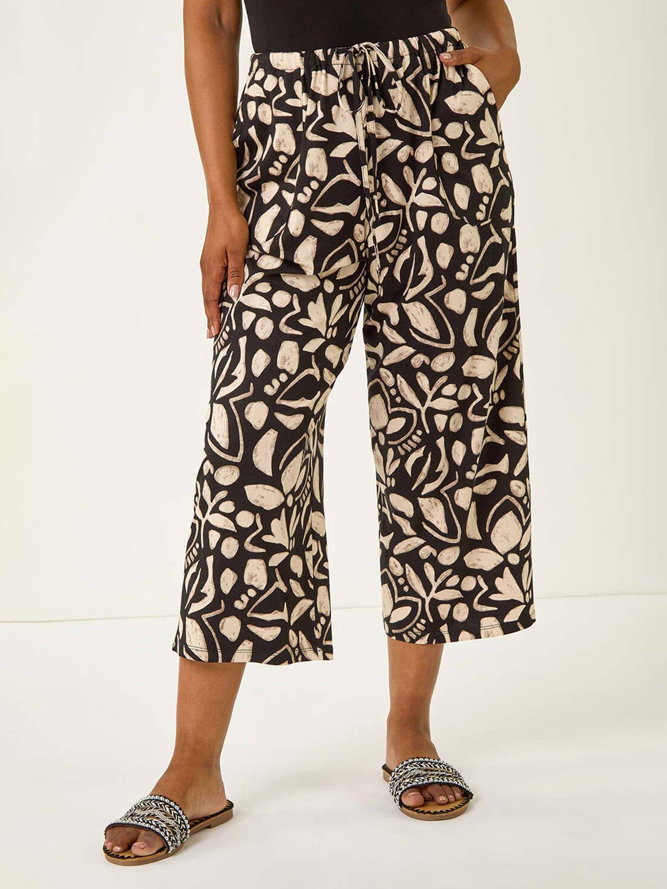 Roman Petite Abstract Stretch Trouser - Black
