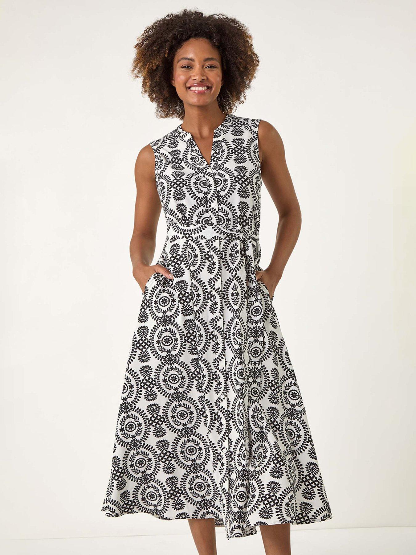undefined Circle Print Shirt Dress - Black