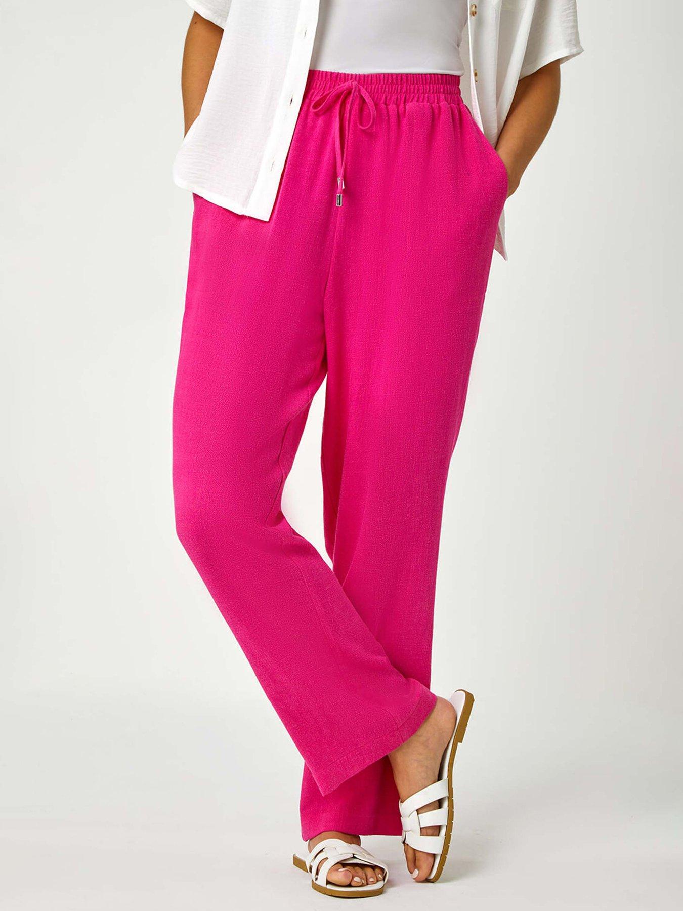 Roman Petite Linen Mix Trousers Pink Very