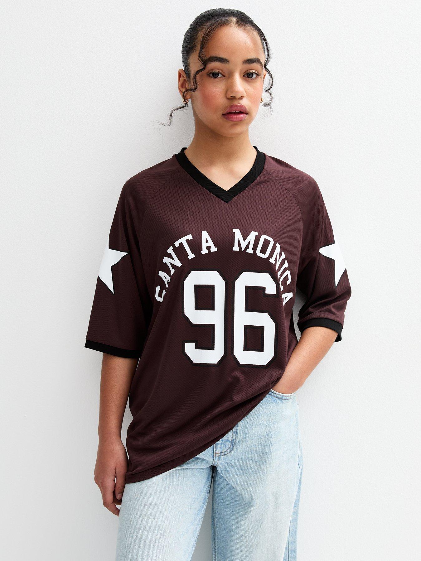 undefined Girls Brown Santa Monica Print Football Top