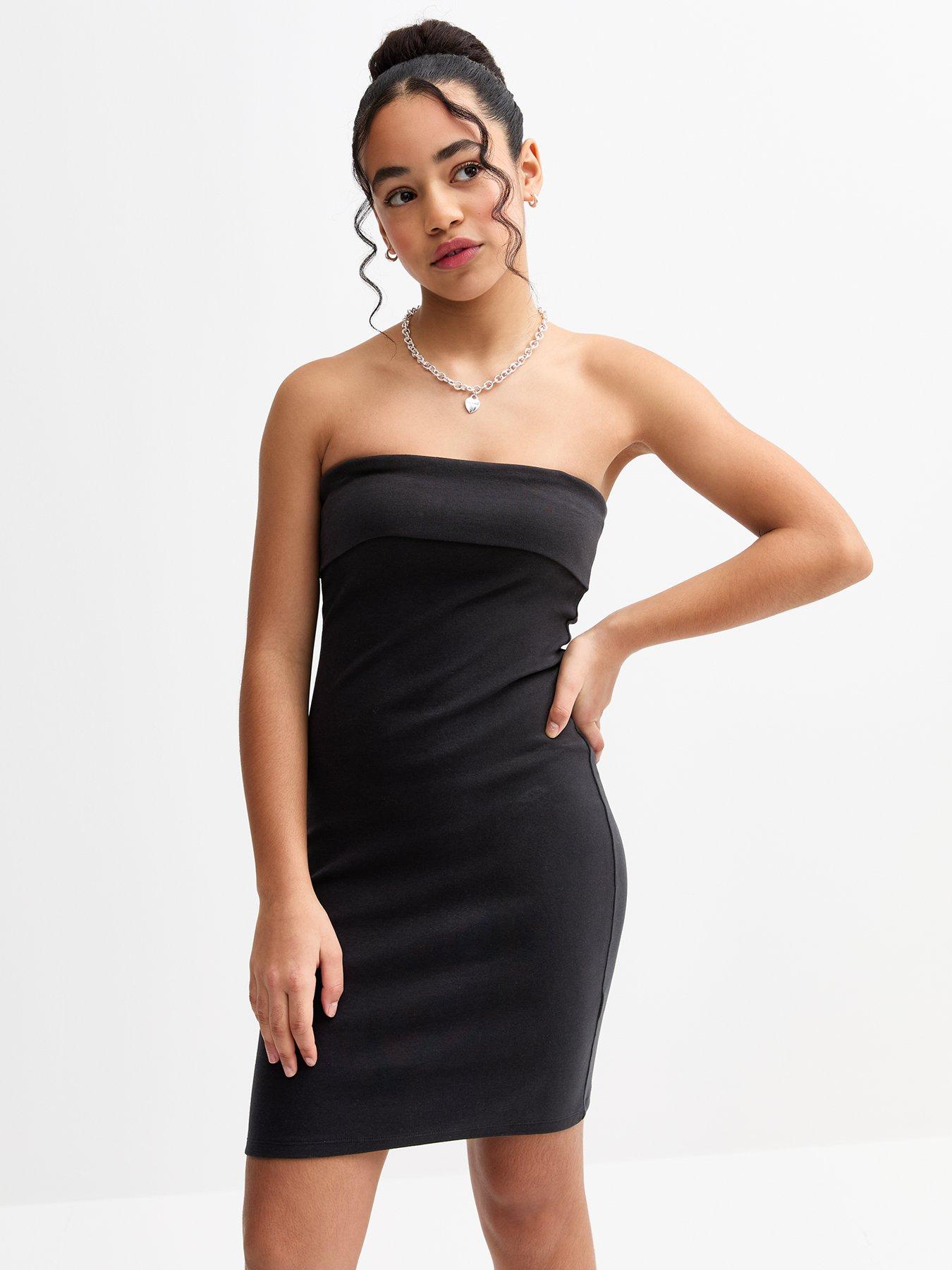 New Look 915 Bandeau Fold Over Jersey Dress Black Very