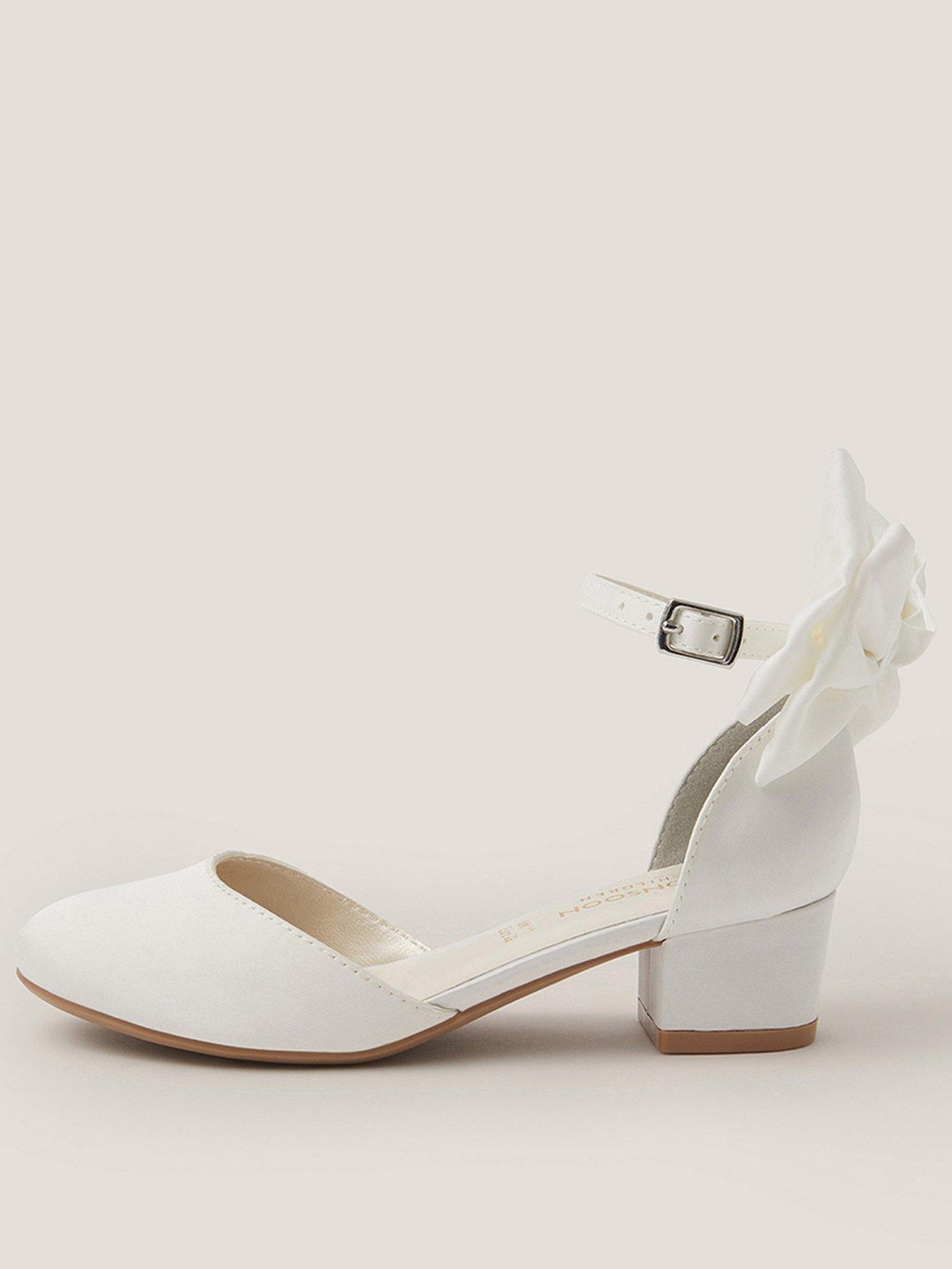 undefined Girls Sara Bow 2 Part Heel Shoes - Light Cream
