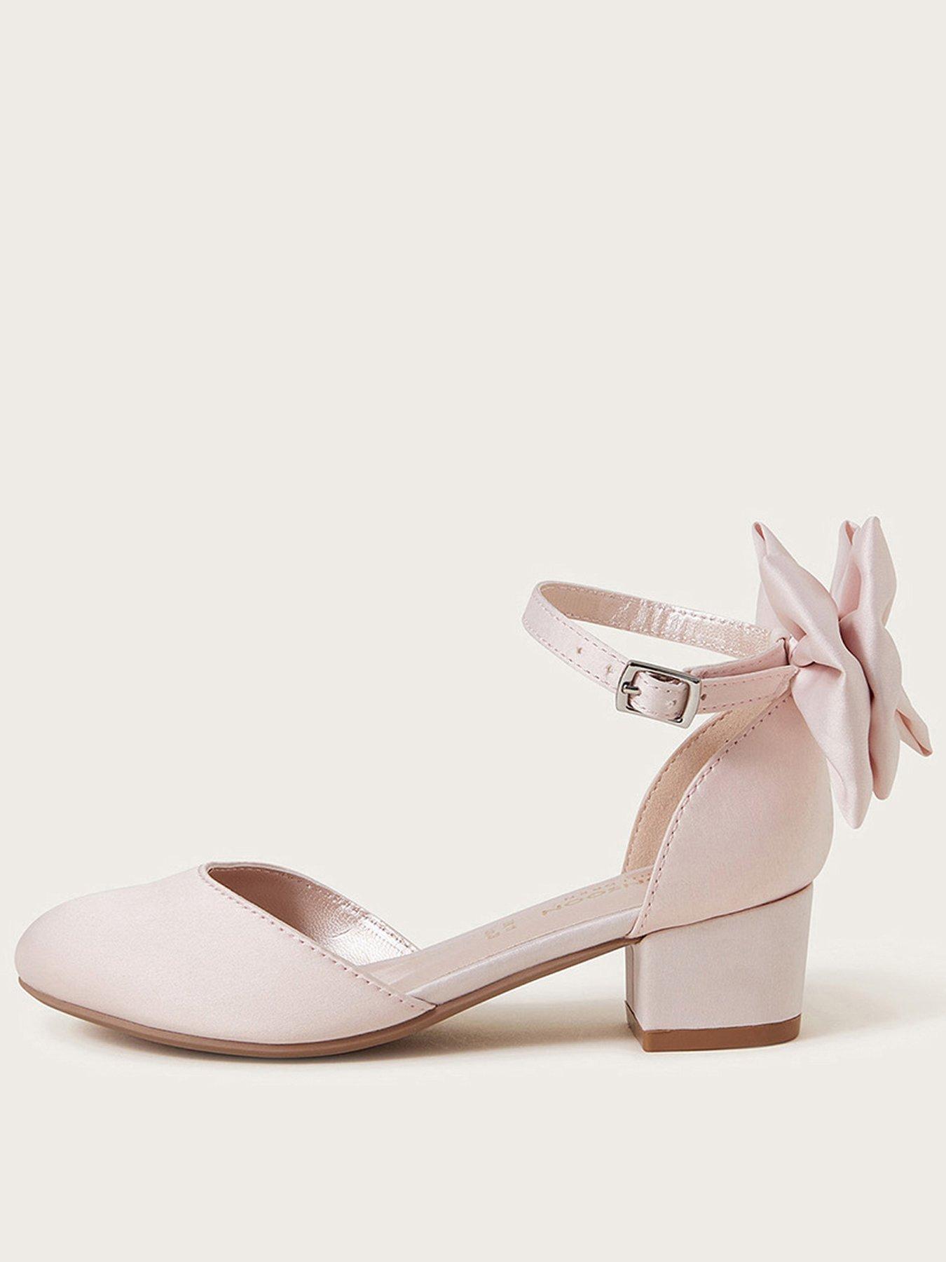 Monsoon Girls Sara Satin Bow 2 Part Heel Shoes - Pink
