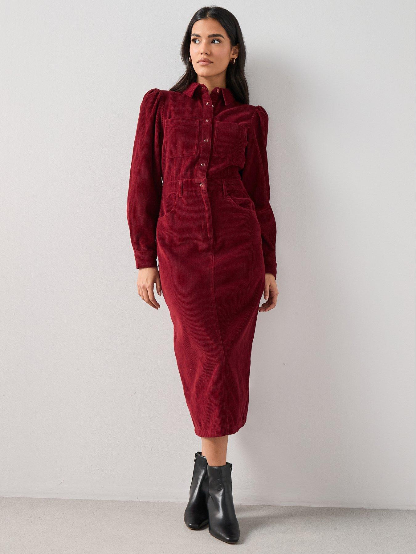 The Very Collection Cord Midaxi Dress - Red