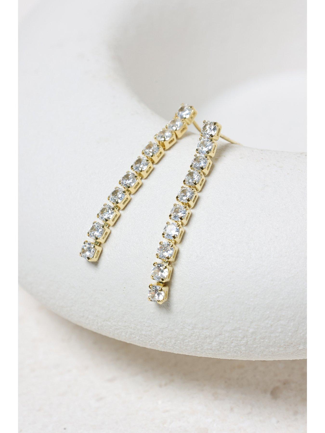 Image 3 of 5 of Jon Richard Gold Plated And Cubic Zirconia Round Tennis Earrings - Gift Boxed